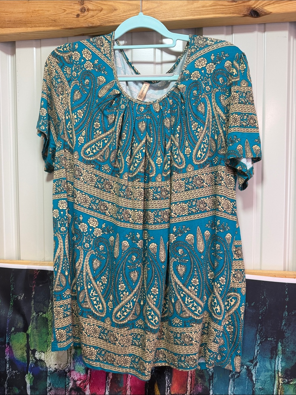 Teal Paisley Short Sleeve Women's Tee